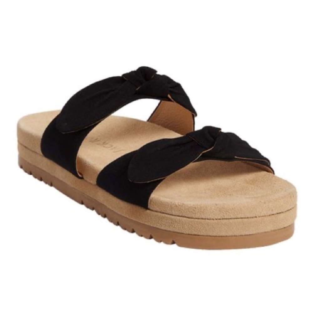 Jack‎ Rogers Black & Natural Double-Knot Monica Suede Sandals